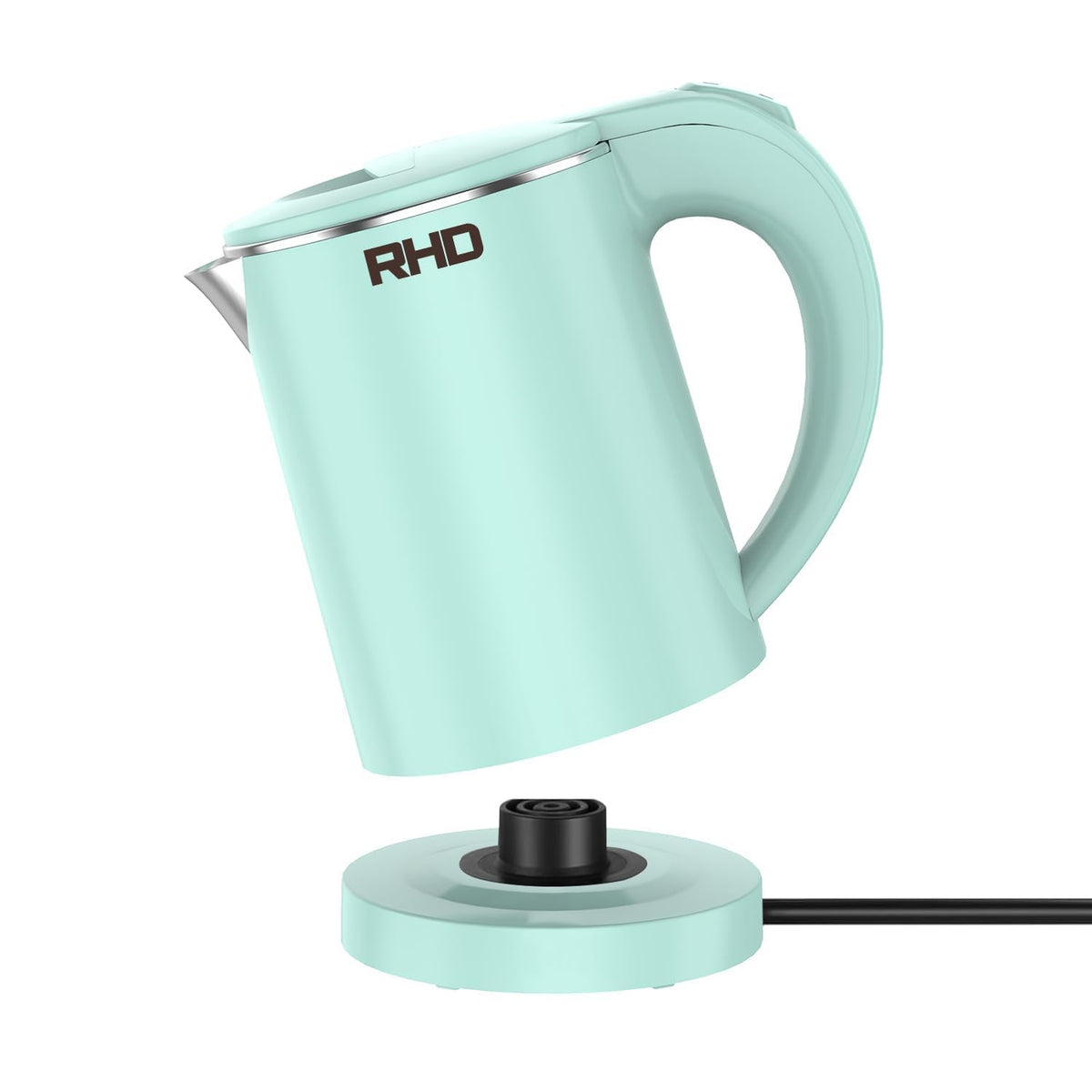 RHD 0.5L travel kettle in green, ideal for quick tea on the go.
