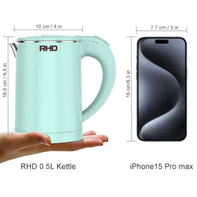RHD compact kettle with a large opening for easy cleaning and filling.