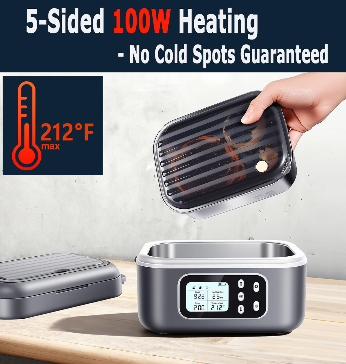 Rhudaky 100W five-sided heating plate delivers even warmth