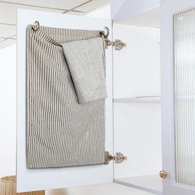 Ribbonlic bag rag cloth holder stores dish towels behind the sink or cabinet.