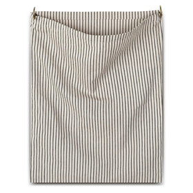 Ribbonlic bag rag cloth holder in vertical stripes, front view; organizes dish towels with vintage charm.