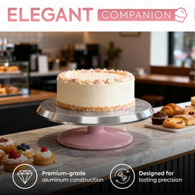 Riccle cake stand guiding lines aid precise alignment for a flawless finish.