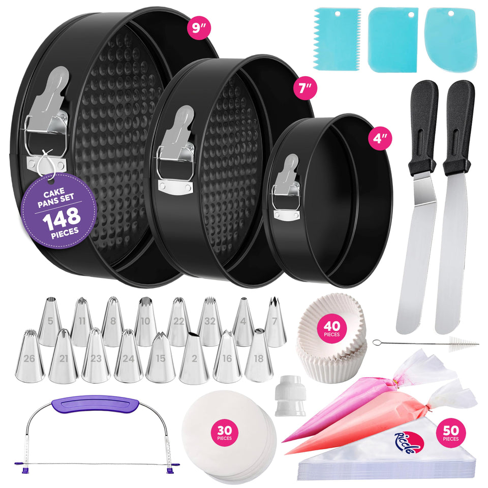 RICCLE 148Pcs 9-inch springform pan for easy release and flawless slices.