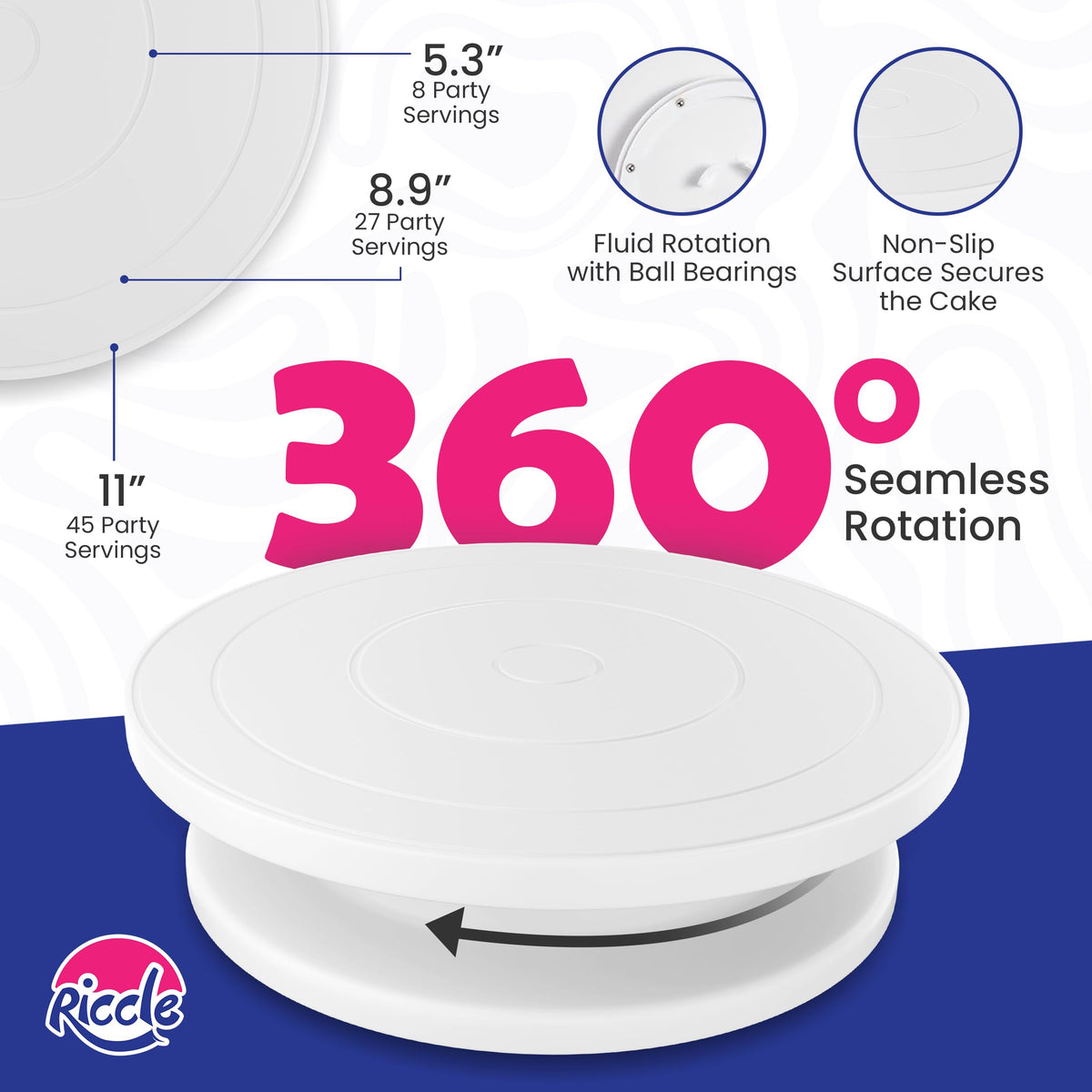 RICCLE cake turntable with piping bags for easy decorating