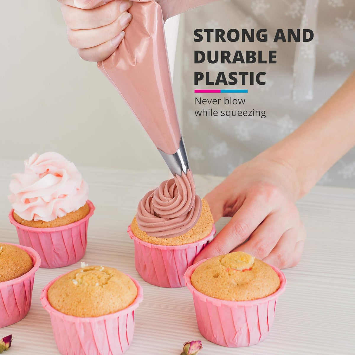 Riccle disposable pastry bag close-up showing smooth interior for icing flow