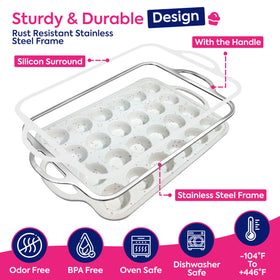 RICCLE oven-safe, BPA-free silicone mini muffin pan.