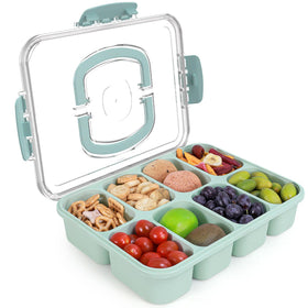 RicheMake Snackle Box container with lid and handle for convenient on-the-go snacking.