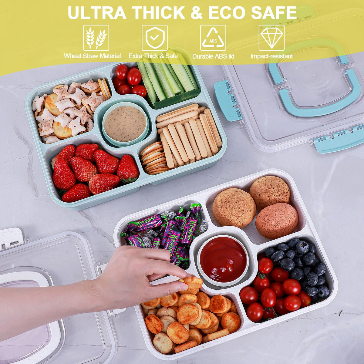RicheMake Snackle Box with dip container for sauces on the go