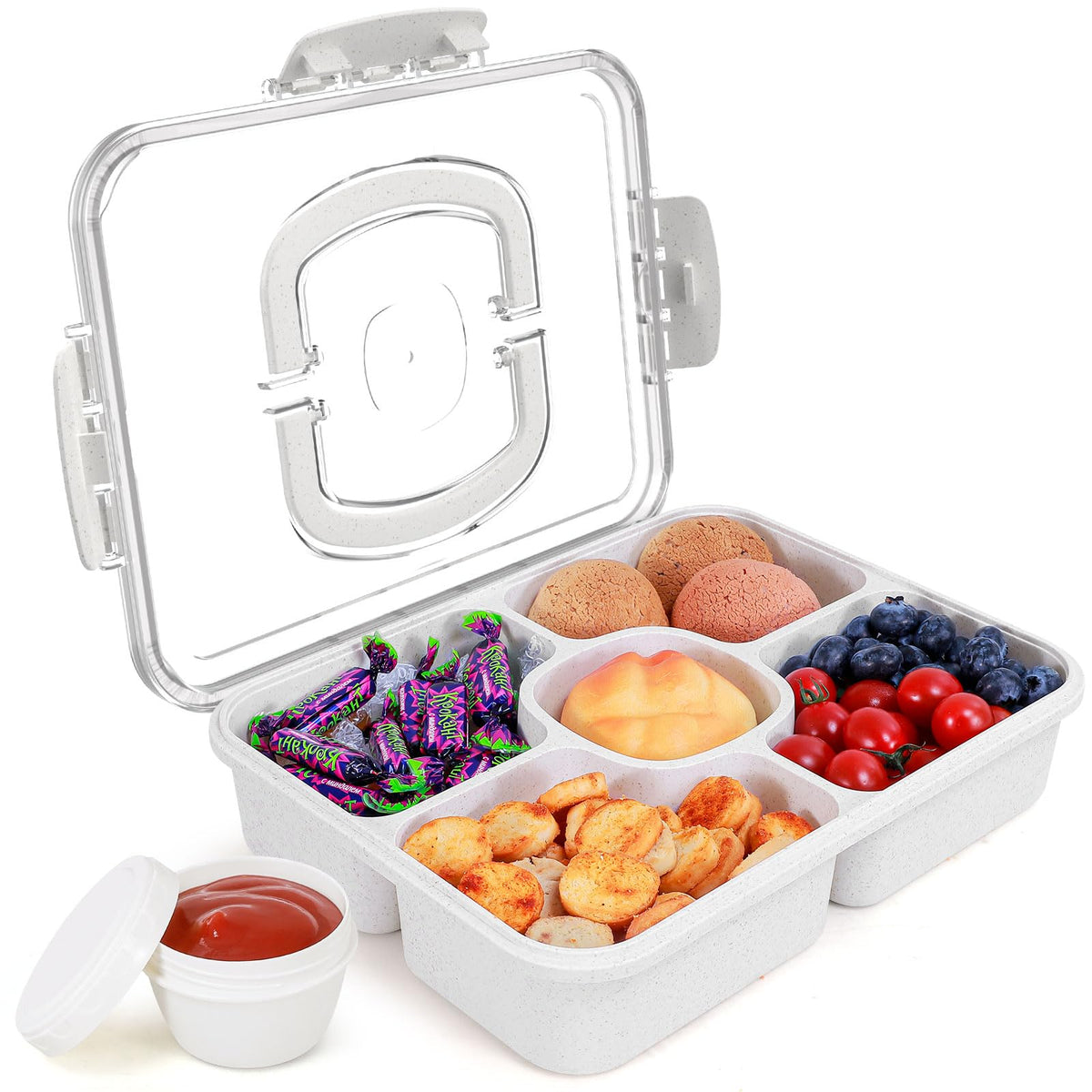 RicheMake Snackle Box with open lid for quick access to snacks