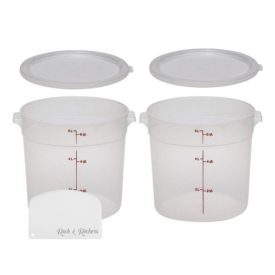 Rich&Richer Cmbro 6qt round container with lid for easy storage and monitoring.