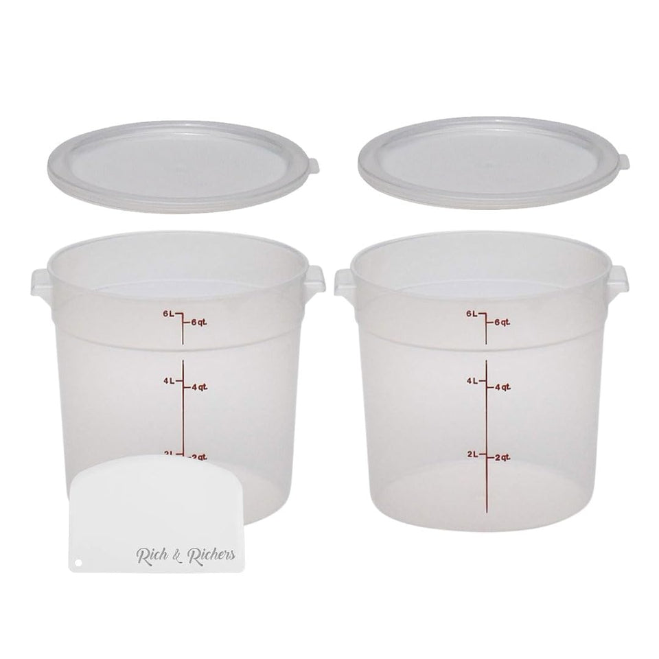 Rich&Richer Cmbro 6qt round container with lid for easy storage and monitoring.