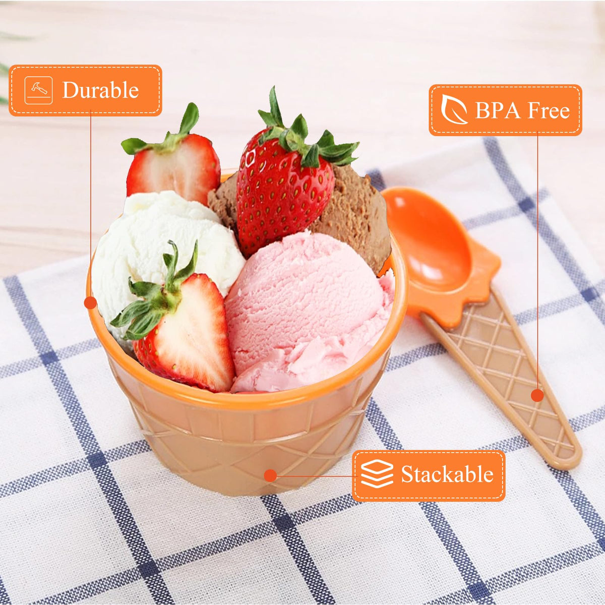 RICHSC-PAN multi-color bowls brighten summer dessert tables.