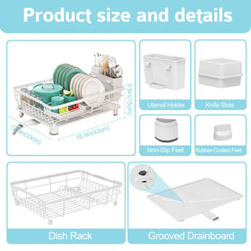 Non-slip feet stabilize the rack on the countertop during drying
