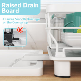 Drainage spout and drainboard direct water to sink for a mess-free drying