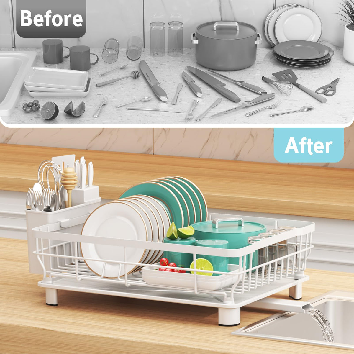 Waterproof coating on the drainboard makes cleaning easy after use