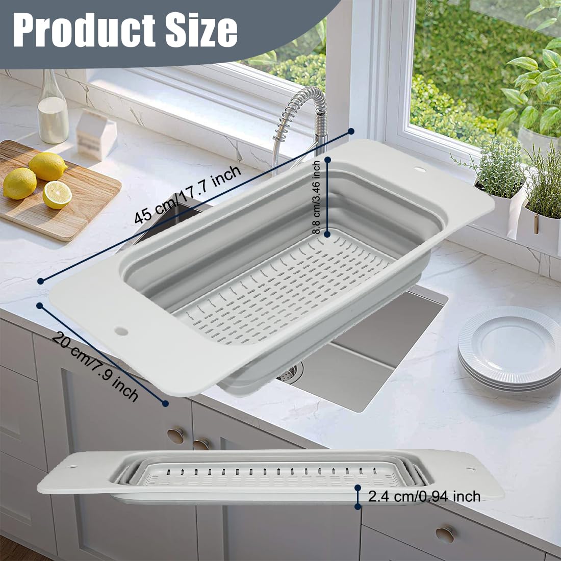 Rictine large-capacity collapsible colander fits most sinks for vegetables and fruits.