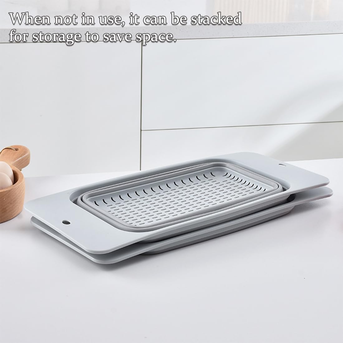 Rictine silicone basket doubles as a dish rack for air-drying.