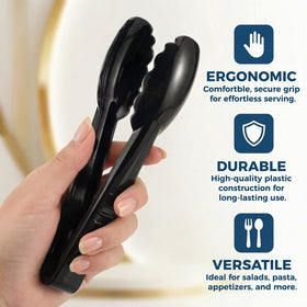 Ricvan heavy-duty plastic tongs for BBQ, easy handling near grills