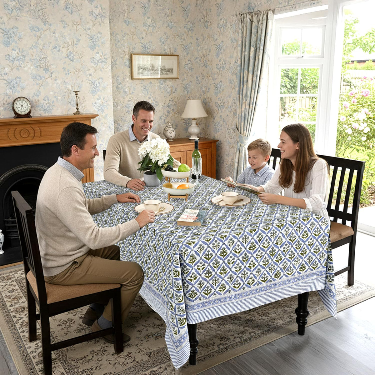 Ridhi 100-percent cotton tablecloth is pre-washed to resist shrinking