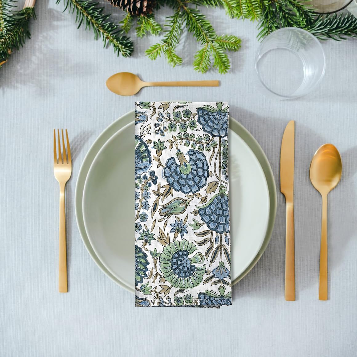 Ridhi Asparagus Green napkins for cocktail party showcase durable cotton for reuse.