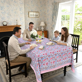 Ridhi preshrunk cotton tablecloth with tight weave for longevity.