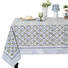 Ridhi steel blue 60x60 square tablecloth for warm farmhouse dining