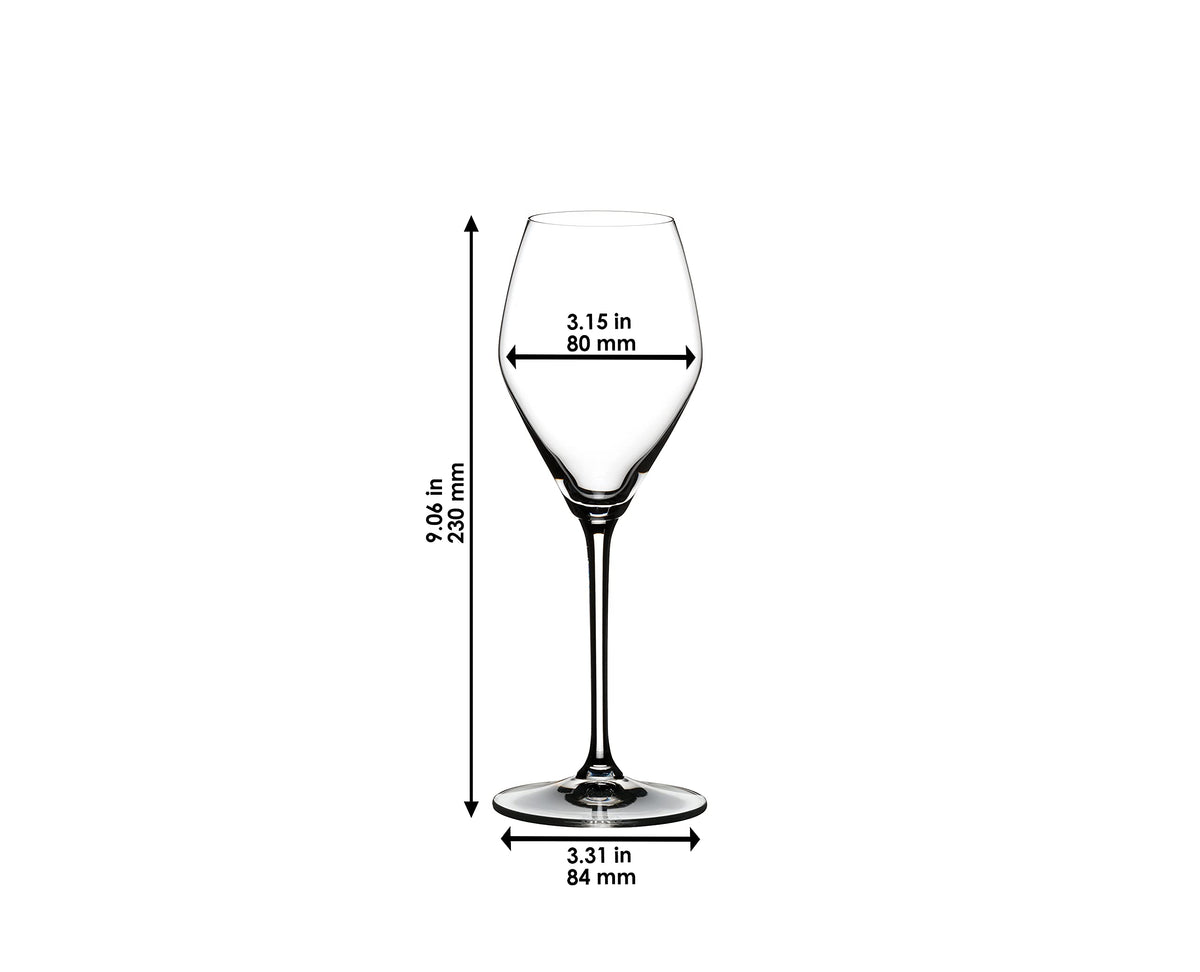 Riedel Extreme rose champagne glass tilt directs wine to tongue tip