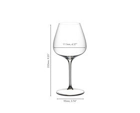 Riedel GRAPE Nebbiolo glass focusing bouquet through a refined opening