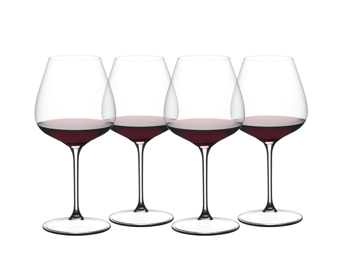 Riedel GRAPE Pinot Noir glass with stable base highlighting swirling and aroma development