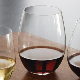 Close-up of Riedel O Wine Tumbler capturing wine color.