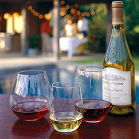 Gift-packaged Riedel O Cabernet/Merlot glasses for casual or festive occasions.