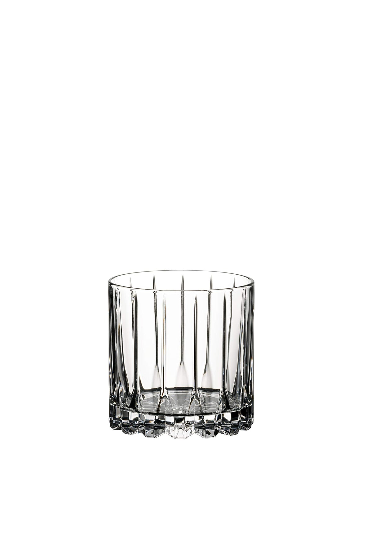 Riedel precise size-shape-volume-ice-capacity for balanced pours and better ice interaction.