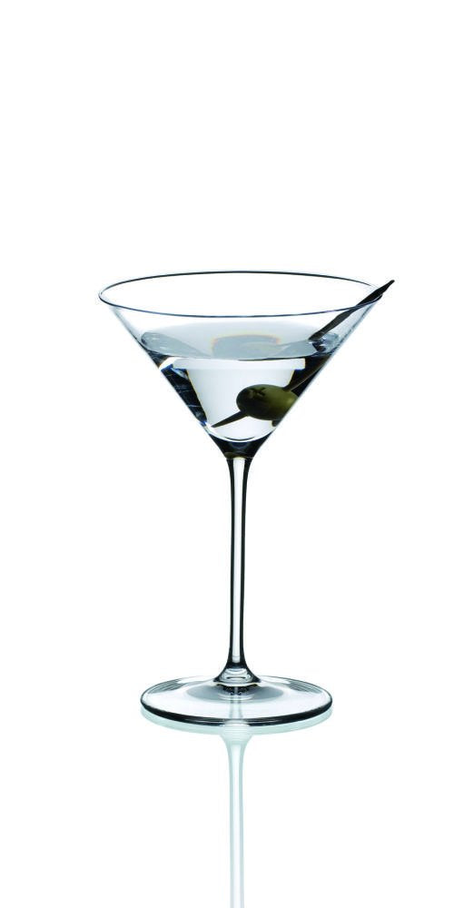Riedel Vinum XL martini glasses set-2 elevate a stylish home bar.