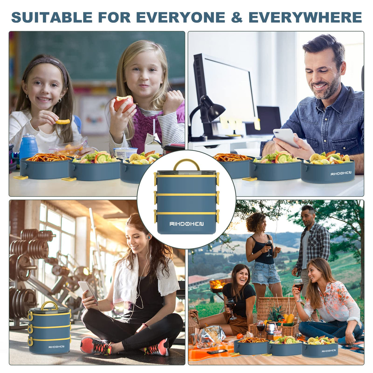 RIKDOKEN portable lunch box designed for kids and adults at school or work