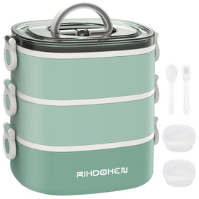 RIKDOKEN lunch box with three-layer stackable design for versatile portions.
