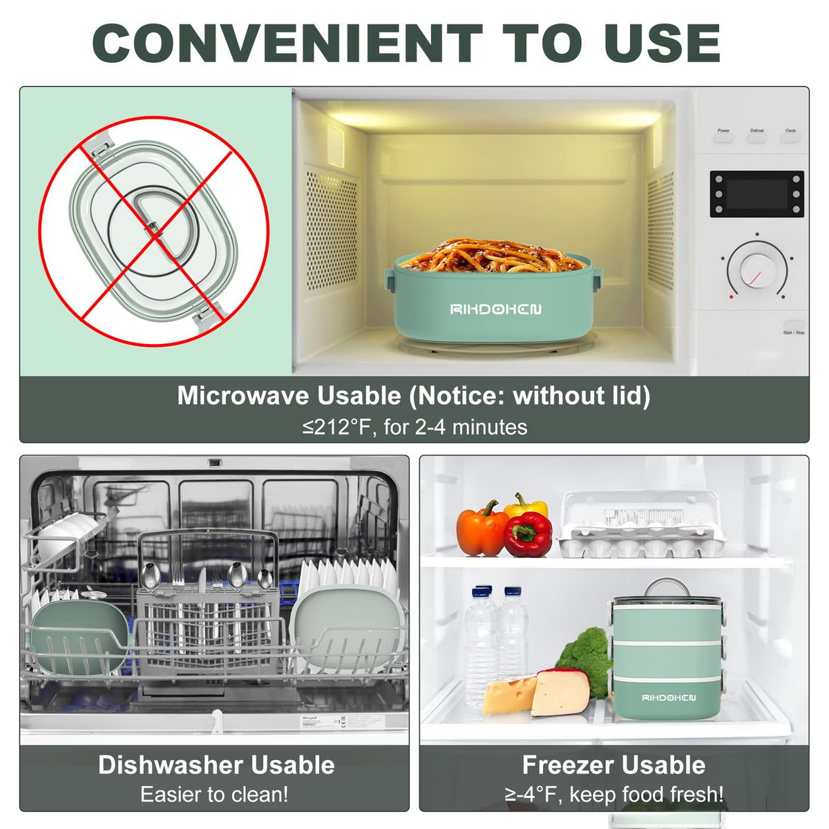 RIKDOKEN lunch box is microwave-safe for quick reheats.