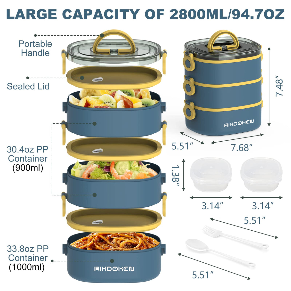RIKDOKEN lunch box with separate lids seals layers to preserve flavors