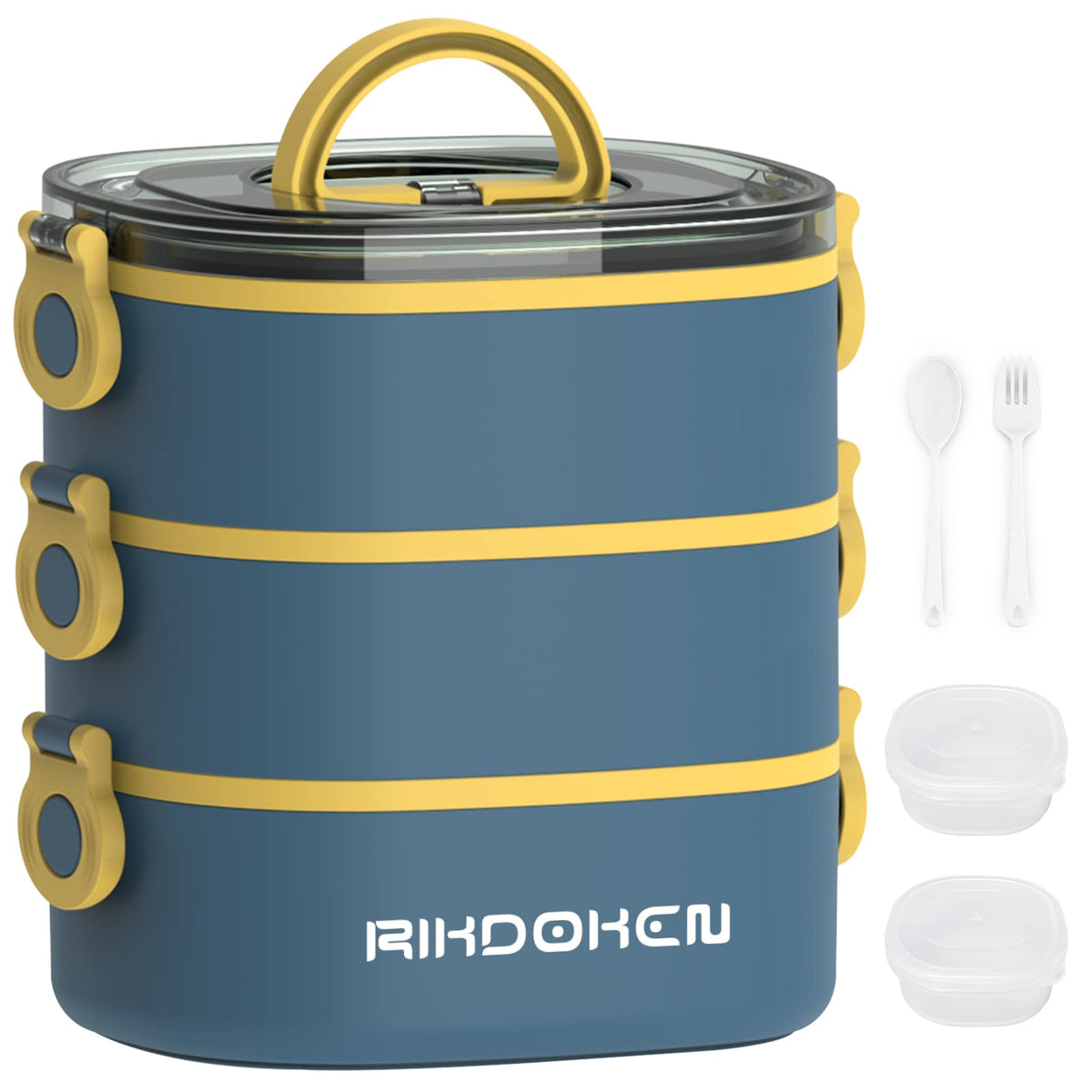 RIKDOKEN three-layer stackable lunch box for versatile portions on the go