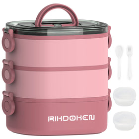 RIKDOKEN lunchbox three-layer stack offers versatile meal portions.