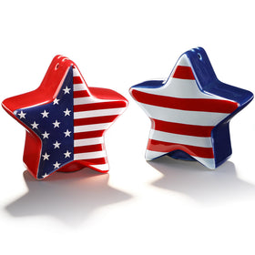 RimCereal star-shaped salt and pepper shakers for patriotic table settings.