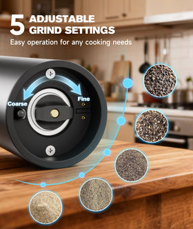 Ringco adjustable coarseness with ceramic grinder for consistent grind.