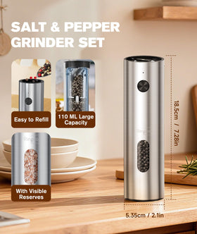 Ringco dual mills with LED light for precise seasoning.