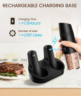 Ringco Gravity dual charging base powering both mills for convenience