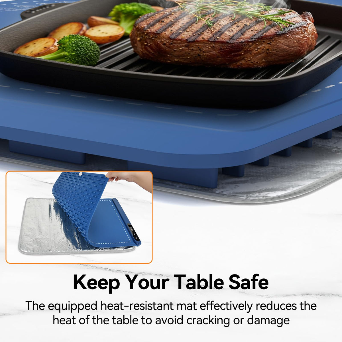 Rintea warming mat shows 6-hour timer for automatic warmth control.