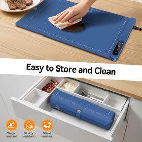 Rintea warming mat includes insulation pad to protect countertops from heat.