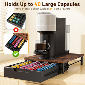 RIOCA under-machine view demonstrates slim profile fits under most coffee machines.