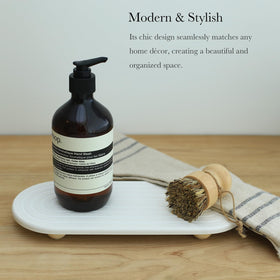 RIOMZY Sink Caddy with wooden feet elevates tray for drainage and airflow