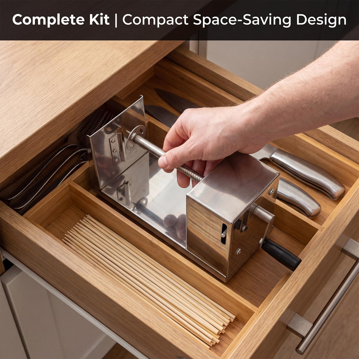 RioRand compact design storage fits in drawers with an accessible accessory kit