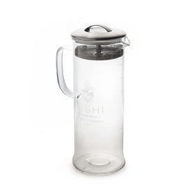 Rishi Simple Brew teapot in glass shows infusion color during pouring.