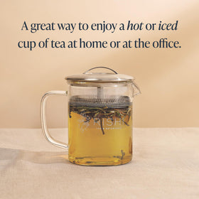 Rishi Tea Simple Brew teapot removable filter lid for simple cleaning after steeping.